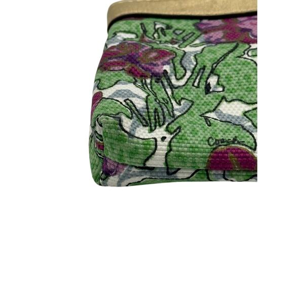 RETAIL $128 Coach Ltd. Edition Ashley Iris Floral Gold Leather & Canvas Wristlet - Picture 4 of 8